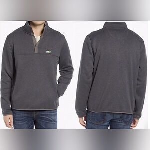 L.L. Bean LG Tall Sweater Grey 1/4 snap Fleece lined Pullover Casual Outdoor